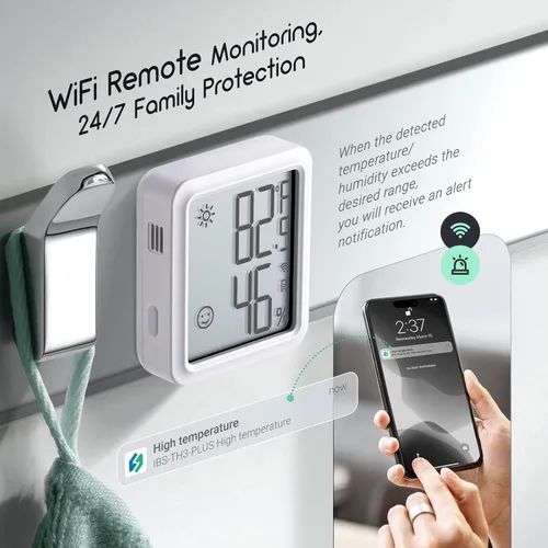 Vista 6 de INKBIRD Higrómetro WiFi IBS-TH3-PLUS Sensor de humedad de temperatura con pantalla