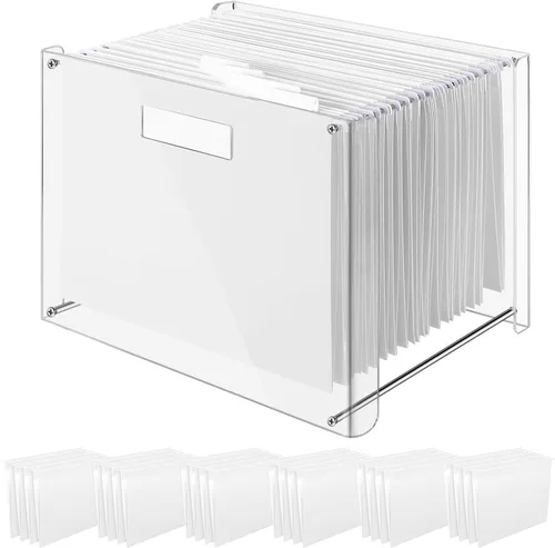 Vista 11 de Dispowreath 24 Carpeta colgante con organizador acrílico para caja de almacenamiento de archivos de escritorio tamaño carta/A4 con asas