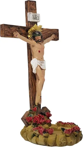 Vista 2 de Dvdmatinemovies - Cruz de resina de San Benito con portavelas - 9 pulgadas, regalo religioso para decoración de pared y mesa - Cruz de Resina