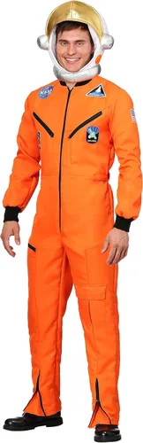 Vista 2 de Disfraz de astronauta naranja de talla grande para adulto