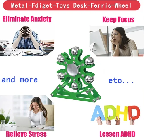 Vista 5 de Juguetes de escritorio para carrusel giratorio: Spinner de metal cinético de 4 minutos, gadgets geniales para niños, adolescentes, adultos, juguete