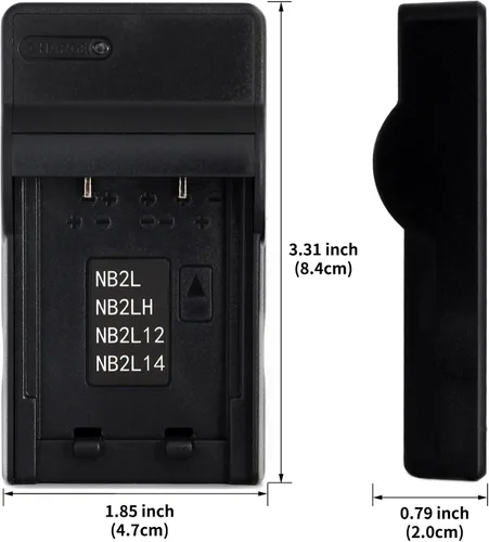 Vista 3 de Norifon Cargador USB NB-2L para Canon EOS 350D 400D Optura 30 40 50 500 PowerShot G7 G9 S40 S45 S50 S60 S70 S80 ZR100 ZR200 ZR500 ZR800 ZR830 ZR900
