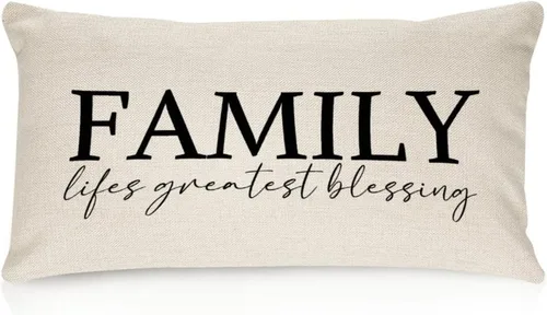 Vista 32 de Fundas de almohada lumbar de 12 x 18 pulgadas con citas divertidas de algodón y lino, para sofá, sala de estar, decoración de inauguración