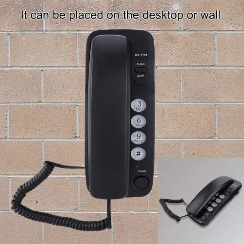 Vista 2 de Teléfono con cable, extensión de teléfono fijo de montaje en pared, teléfono fijo del hotel para el hogar/baño/oficina (negro)