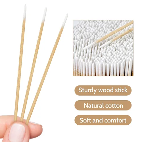 Vista 3 de 200 hisopos de algodón puntiagudos, hisopos de algodón microblading de precisión de 4 pulgadas, micro palos para suministros de uñas, maquillaje