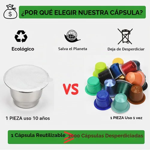 Vista 6 de Cápsulas reutilizables para Nespresso OriginalLine, 6 cápsulas de café recargables de acero inoxidable compatibles con máquinas Nespresso Original