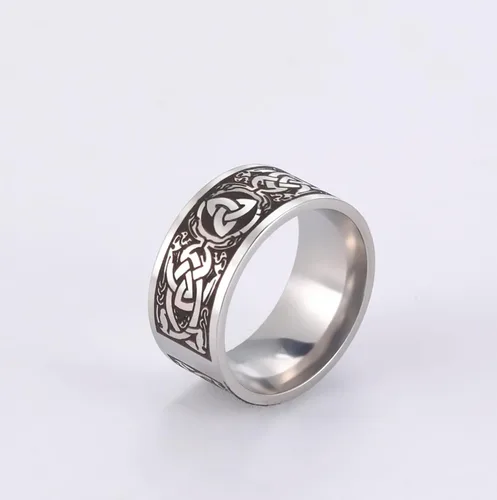 Vista 6 de Triquetra - Anillo de nudo de la Trinidad, nudo de bruja, nudo celta irlandés, anillo claddagh, anillo vikingo nórdico, joyería para hombres, mujeres