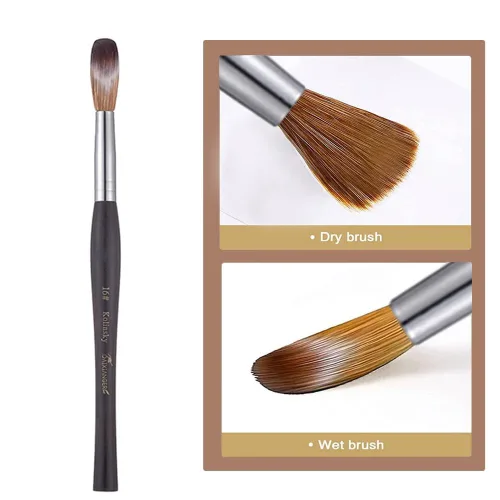 Vista 3 de Kolinsky Acrylic Nail Art Brush Size 16, Kolinsky Hair Oval Shaped for Acrylic Application, Professional Manicure Tool for Nail Extension & 3D