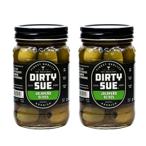 Vista 8 de Dirty Sue Aceitunas rellenas y cebollas - Juego de 2 tarros de 16 onzas (queso azul)