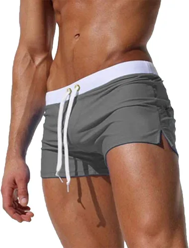 Vista 6 de TONLEN Traje de baño corto para hombre con bolsillo con cremallera Verde militar #2