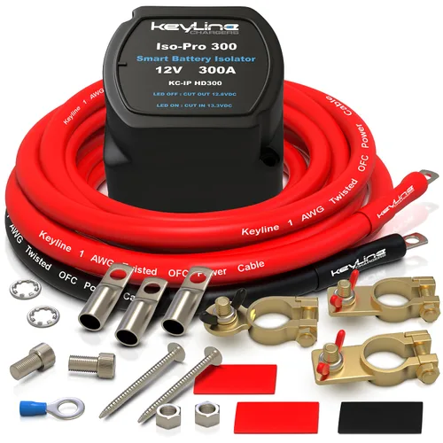 Vista 12 de Kit de aislador de batería dual 12V - 140 Amp Relé sensible al voltaje (VSR) para configuración de batería dual - Interruptor de desconexión