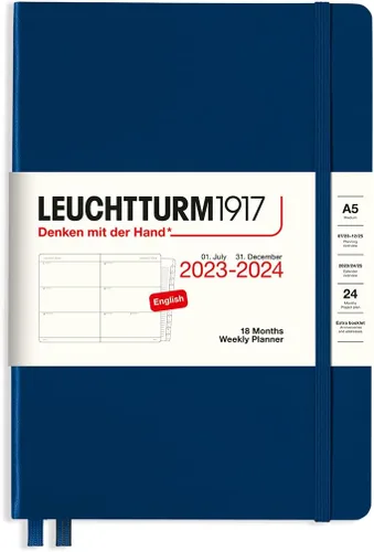 Vista 7 de LEUCHTTURM1917 - Agenda semanal de 18 meses de tapa dura mediana A5, julio de 2023 - diciembre de 2024, inglés, tapa dura, lila