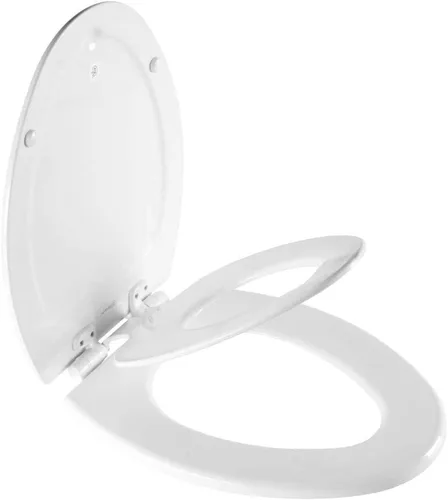 Vista 19 de Mayfair NextStep2 - Asiento de inodoro de cierre lento con asiento para orinal integrado para niños pequeños, desmontable, color blanco, redondo