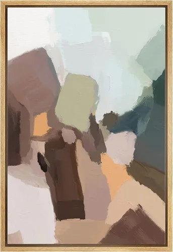 Vista 9 de MUDECOR Impresión en Lienzo Enmarcado Arte de Pared Pincelada Floral Abstracta en Tonos Neutros Cálidos Tonos Terrosos Ilustraciones Minimalismo