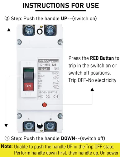 Vista 8 de DIHOOL Interruptor Principal de 100 Amperios CC, Interruptor de Desconexión de Batería de 500V, Interruptor Maestro para Motor de Arrastre de Barco