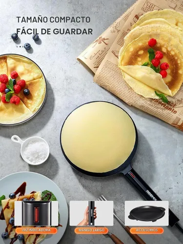 Vista 5 de Máquina eléctrica de crepé, máquina portátil de 8 pulgadas con placa de inmersión antiadherente, control automático de temperatura, sartén