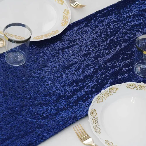 Vista 8 de Efavormart - Camino de mesa de lentejuelas negras de alta calidad para bodas, fiestas de cumpleaños, banquetes, decoración, ajuste rectangular