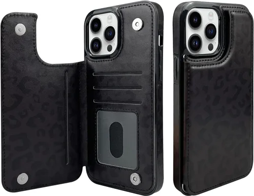 Vista 13 de Funda tipo cartera de piel con tapa compatible con iPhone 13 Pro Max de 6.7 pulgadas, para mujeres y niñas con tarjetero y doble cierre magnético