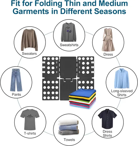 Vista 7 de Geniusidea Tabla para plegar camisas, tabla para plegar playeras para lavadero, tabla para plegar ropa de plástico PP ajustable, fácil de plegar