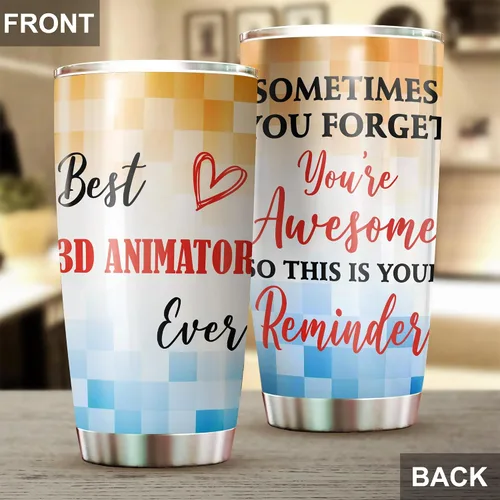 Vista 4 de Vaso de acero inoxidable con diseño de animador 3D de 20 onzas, regalos de oficina, mujeres, hombres, amigos de trabajo, compañeros de trabajo, taza
