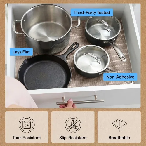 Vista 5 de GORILLA GRIP powerGRIP - Forro para estante de cajón y gabinete, agarre grueso y fuerte, forros no adhesivos que protegen armarios de cocina