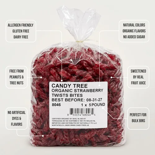 Vista 3 de Candy Tree Organic Strawberry Twists Bites - Gluten Free Candy, Vegan, Non-GMO - No High Fructose Corn Syrup or Artificial Flavors - 5lb Bulk Bag