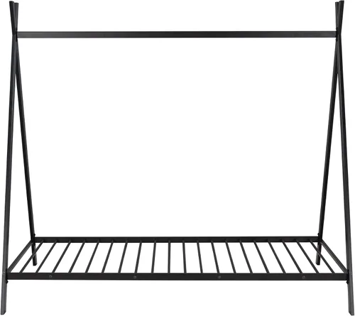 Vista 4 de Cama de casa individual para niños, marco de cama de casa, tienda de campaña, tamaño individual, cama de juego de metal con listones para niños