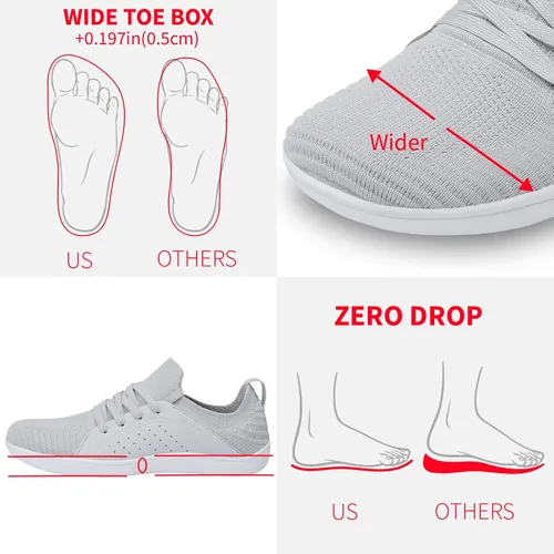 Vista 2 de relxfeet Zapatos minimalistas para hombre, zapatos de entrenamiento cruzado, zapatos de punta ancha, zapatos para caminar con suela cero caída