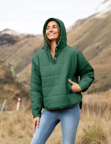 Vista 50 de QIBABU Chaqueta acolchada con capucha de gran tamaño para mujer, ligera, acolchada, manga larga, abrigo de invierno cálido
