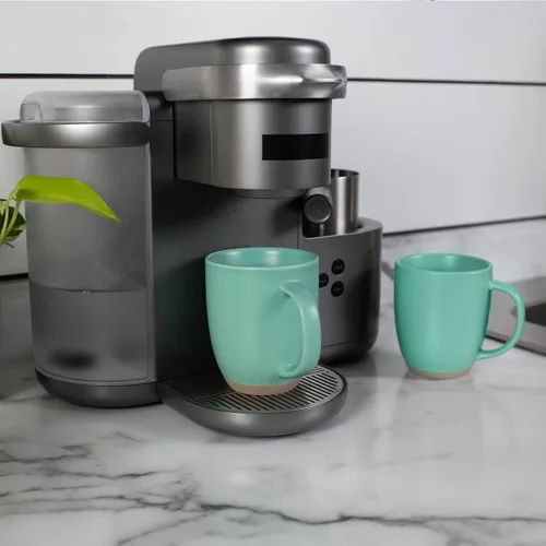 Vista 6 de Elanze Designs Paquete de 2 tazas de café de cerámica de 13 onzas con fondo de arcilla cruda, color verde menta Verde (Mint Green)