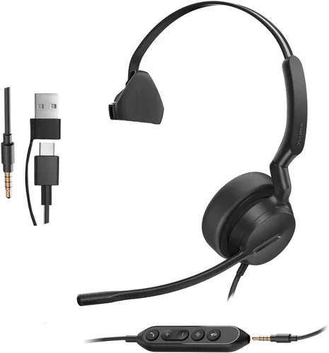 Vista 9 de Yealink UH42 SE - Auriculares con cable con micrófono, USB-A/C y auriculares estéreo para computadora de 0.138 in con micrófono de cancelación