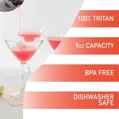 Vista 2 de D'Eco Vasos de Martini 100% Tritan de 9 onzas, cristalería inastillable