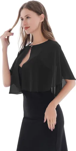 Vista 6 de Capelet de gasa para novia, chales suaves y envolturas para vestidos de mujer, accesorios
