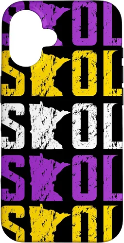 Vista 31 de Funda para iPhone 13 Pro Max SKOL envejecido vikingo vintage morado y amarillo sobre negro