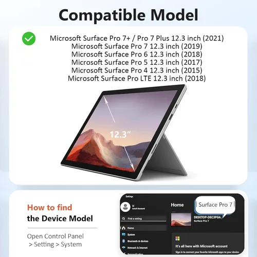 Vista 2 de ZenRich Funda para Surface Pro 7 Plus/7/6/5/4/LTE con soporte para lápices, soporte giratorio 360°, correa de mano y cinturón de hombro, resistente