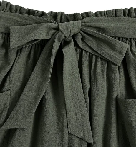 Vista 3 de SweatyRocks Falda midi plisada con bolsillos para mujer, estilo casual, con cintura
