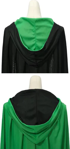 Vista 6 de Capa reversible para mujer, capa de cuello alto, capa negra y roja con capucha, capa morada, disfraz de Navidad de Halloween
