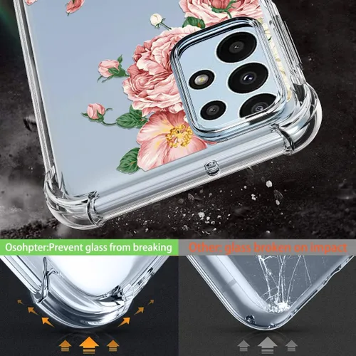 Vista 3 de Osophter Funda transparente para Samsung Galaxy A23 con esquinas reforzadas de poliuretano termoplástico (TPU), absorción de golpes, flexible
