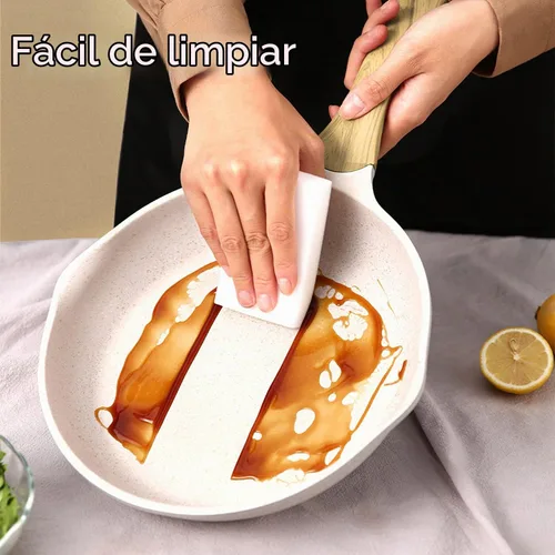 Vista 2 de JEETEE Sartén antiadherente de 8 pulgadas Sartén de huevo pequeña fácil de Beige