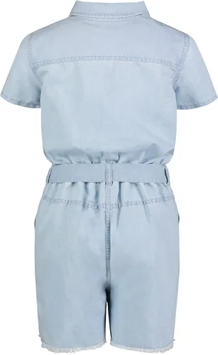 Vista 2 de Tommy Hilfiger Girls Denim Romper With Tie Front Belt and Snap ClosureRomper