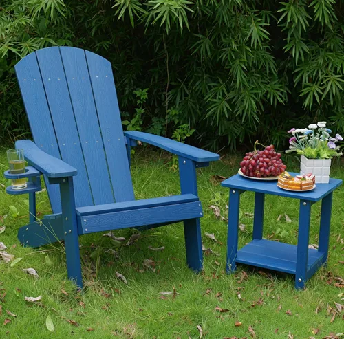 Vista 5 de Outdoor Adirondack Chair, Weather-Resistant HIPS Patio Lounge Chair, 1Pcs Fixed Seating for Porch, Garden, Deck, Backyard 1pcs Blue