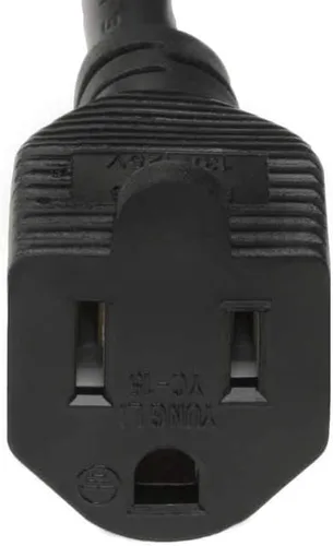 Vista 5 de SF Cable Cable de alimentación NEMA 5-15P de perfil ultra bajo de 1 pie 14/3 AWG en ángulo recto a NEMA 5-15R, negro
