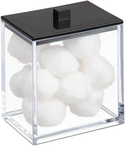 Vista 6 de MDesign Moderna encimera cuadrada de tocador de baño tarro recipiente organizador para hisopos de algodón, bolas de algodón, esponjas