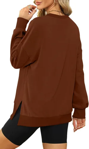 Vista 3 de XIEERDUO Sudaderas de gran tamaño para mujer, estilo casual, cuello redondo, manga larga, cómodas