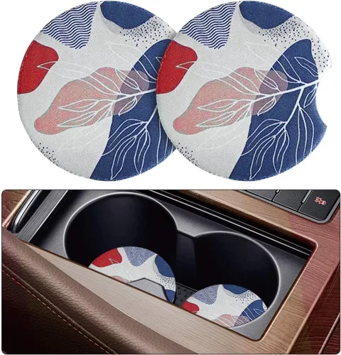 Vista 26 de Posavasos absorbentes para automóvil para bebidas, paquete de 2 bonitos portavasos para mujeres con agarre en la punta de los dedos, accesorios