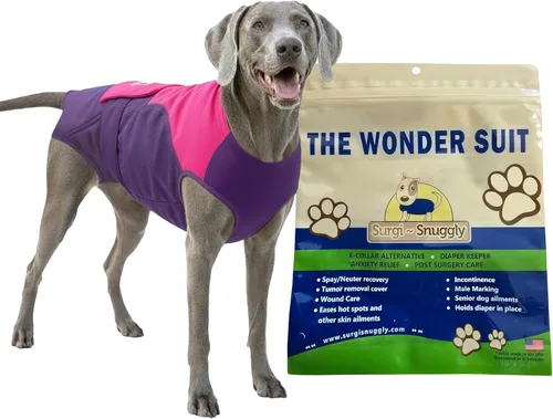 Vista 29 de SurgiSnuggly Traje de Recuperación Quirúrgica Inventado por Veterinarios para Perros Hembra o Macho, Esterilización, Castración, Mameluco, El Traje