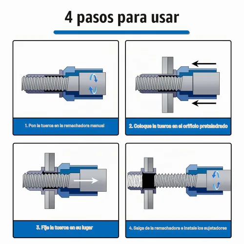 Vista 3 de Kit de herramientas de tuerca de remache, 400 piezas SAE y kit surtido de tuercas remachadoras métricas, insertos de cabeza plana de acero al