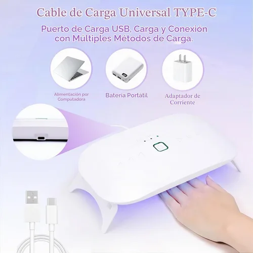 Vista 6 de Lámpara de uñas LED UV de 48 W, mini luz UV para esmalte de uñas de gel X / resina, luz de curación flash USB manos libres para arte de uñas