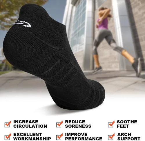 Vista 5 de Lapulas Calcetines deportivos para correr, de corte bajo, acolchados antiampollas, calcetines deportivos para hombres y mujeres, 6 pares