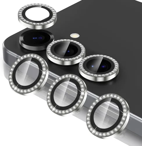 Vista 45 de Casetego Protector de lente de cámara para Galaxy Z Fold 8, [Diseño de purpurina mejorado], [Fuerte adherencia], lente de vidrio templado 9H negro